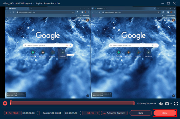 Enregistrement de prévisualisation Anyrec