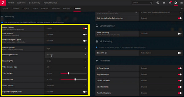 Configure Recording Settings