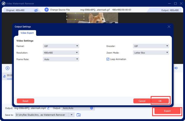 Izvoz GIF-a bez vodenog žiga AnyRec