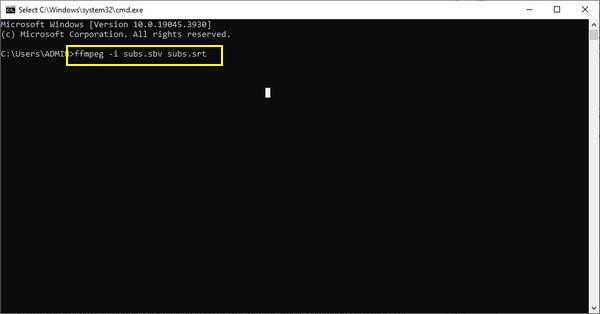 FFMPEG המר SBV ל-SRT