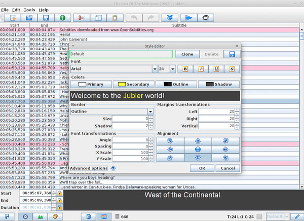 Editor de subtitrări Jubler