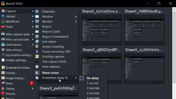 תוכנת הקלטת הדגמה של ShareX