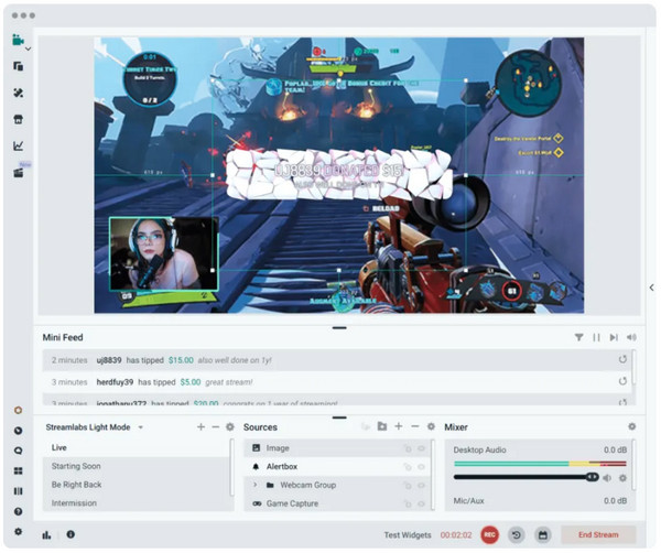 Software virtuální kamery StreamLabs