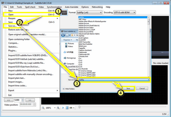 Subtitle Edit Convert SBV to SRT