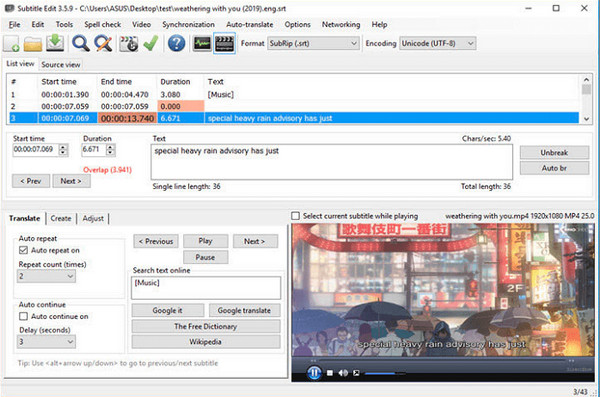 Editare subtitrare Editor subtitrare