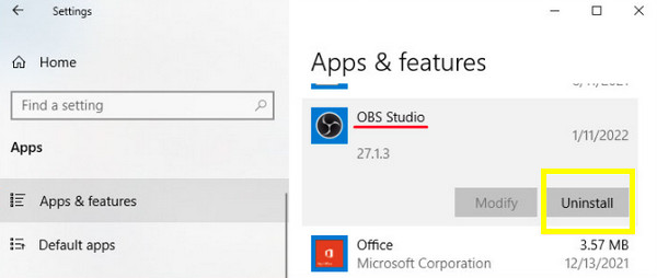Uninstall OBS Studio