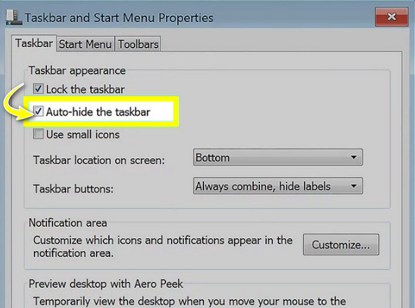 Windows 7-8 Görev Çubuğunu Otomatik Gizle