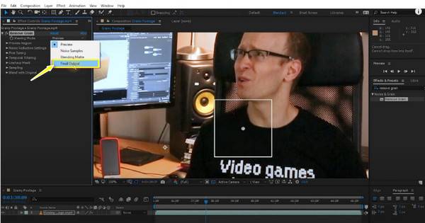 After Effects Přepněte na konečný výstup