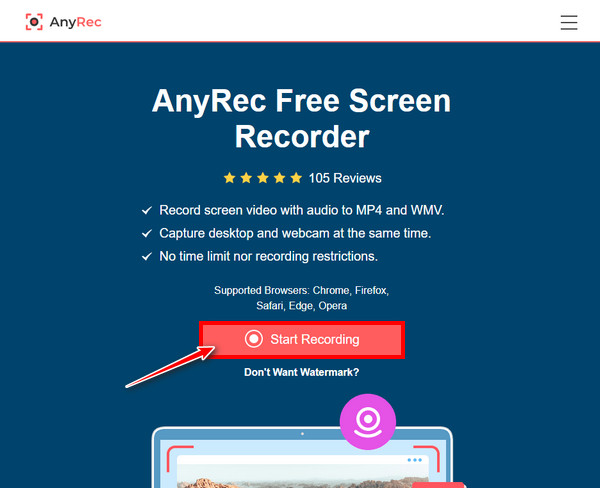 Anyrec Online Klik op Opname starten