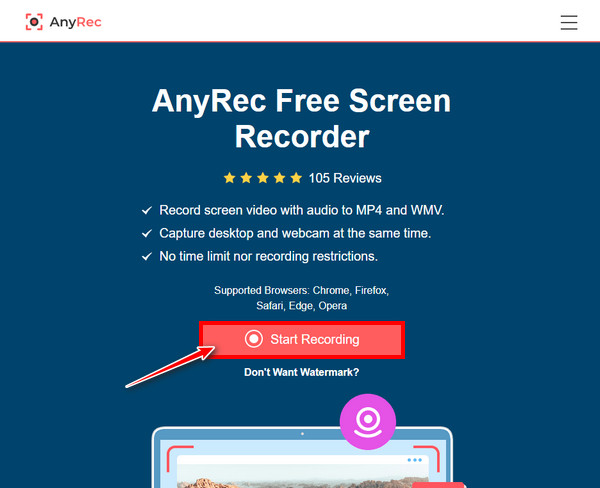 Anyrec Online Klikk Start Recording