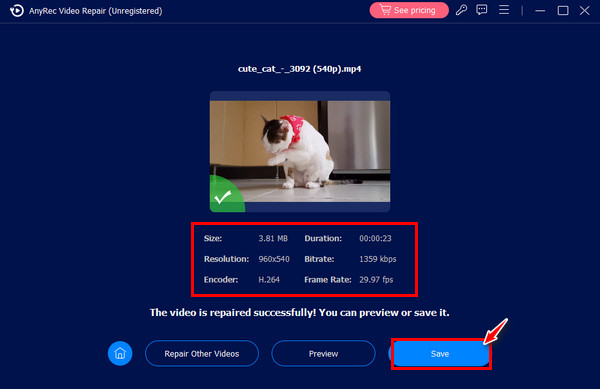 AnyRec 修正されたビデオを保存する