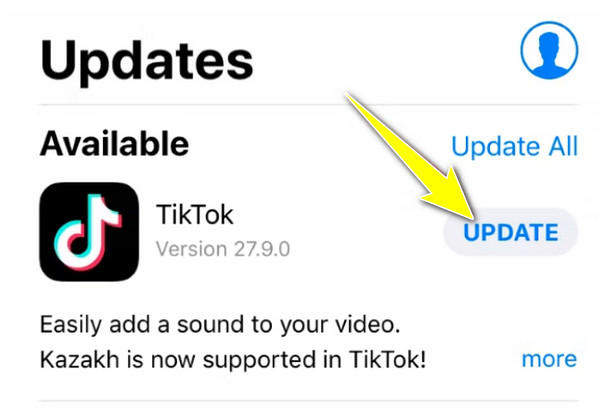 Actualización de la tienda de aplicaciones Tiktok