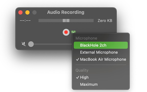 Snimajte audio s QuickTime Playerom