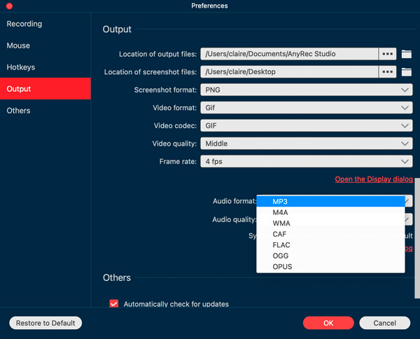 Cambia formato audio