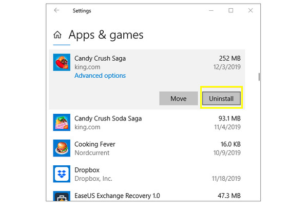 Delete Recently Installed Apps