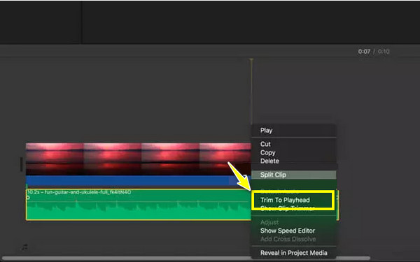 iMovie Trim Audio aikajanalla