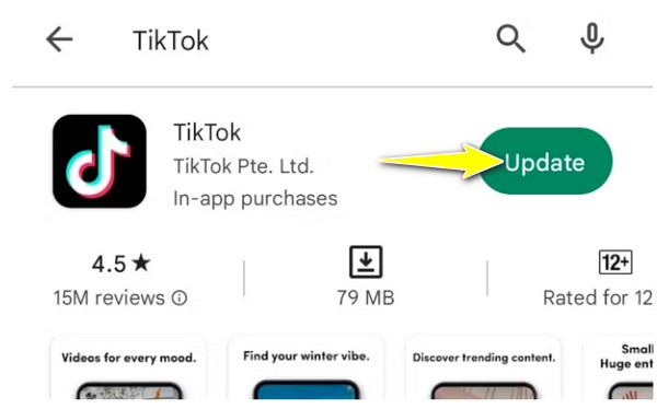 Atualização da Play Store Tiktok