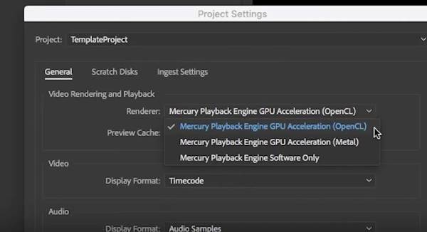 Premiere Render Playback Settings