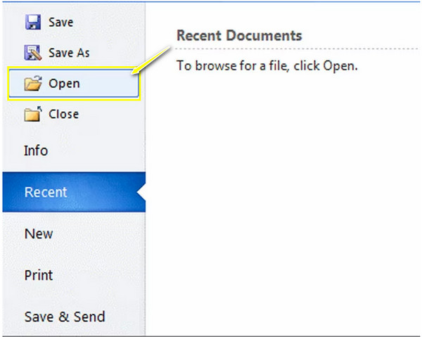 Repair Manually Select File Tab