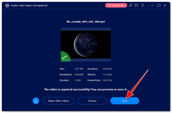 Save Repaired Video