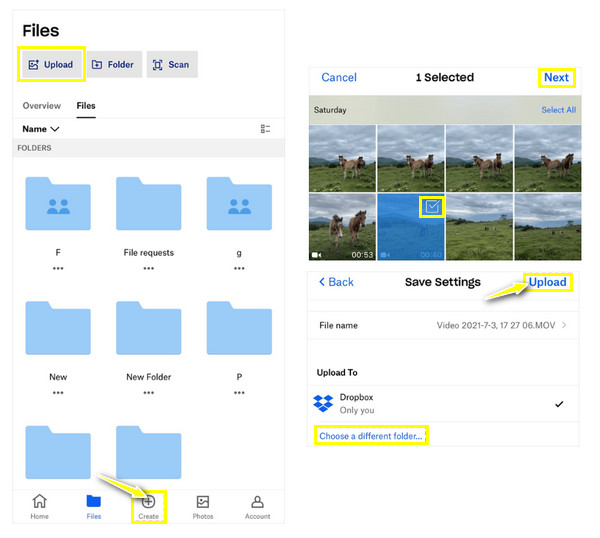 Bewaar video op Dropbox