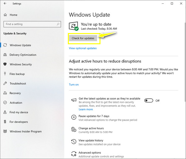 עדכן את מערכת Windows שלך