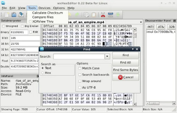 Gebruik de Hex-editor