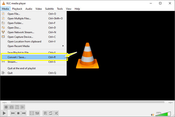 VLC Klikněte na Převést Uložit