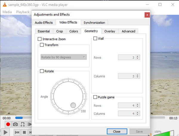 VLC video rotator