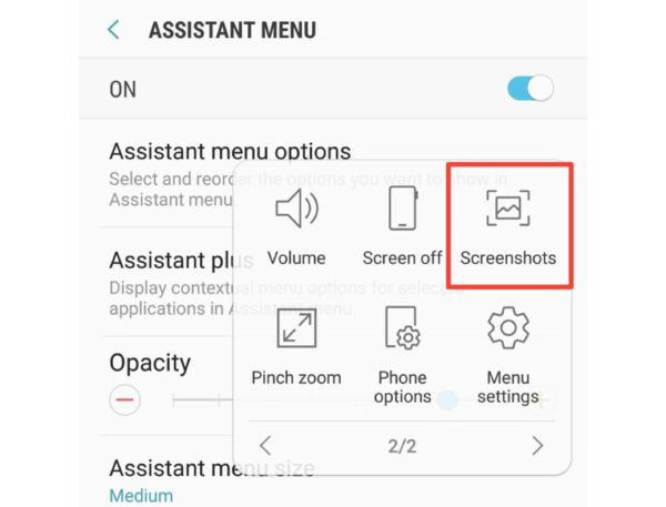 Asistan Menüsü Ekran Görüntülerini Yakala Samsung