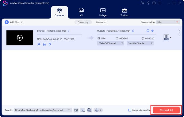 MPG Dosyalarını Dönüştür Anyrec