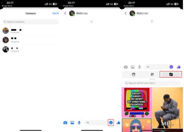 GIF-ek küldése Messenger Phone