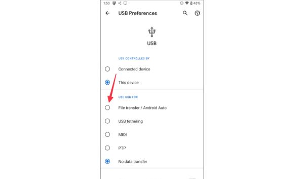 Android-fájl átvitele USB-vel számítógépre