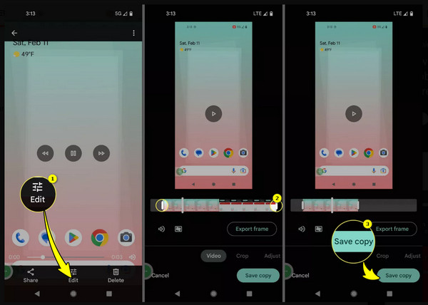 Redigera skärminspelningar på Android