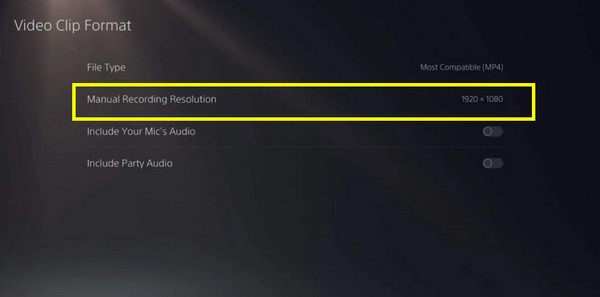 Adjust Manual Recording Resolution