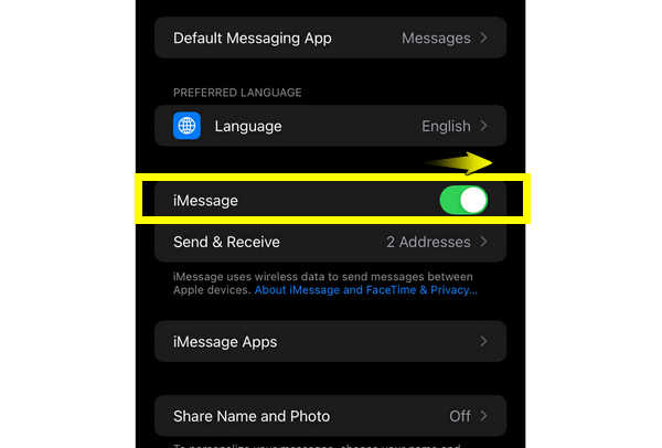 Enable Imessage In Settings