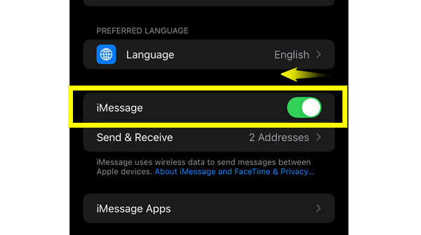 Reset Imessage Settings