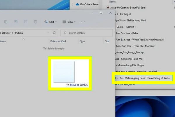 Dra musik till USB-minnesmapp i Windows