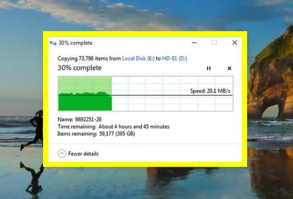 Windows väntar tills det är klart och matar sedan ut