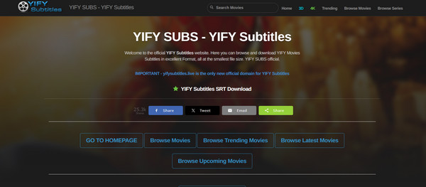 Yify 자막 다운로드 사이트