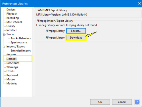 Audacity Pasang FFmpeg