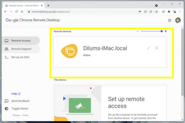 Chrome Remote Välj din Mac