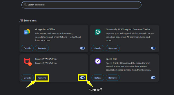 Deaktiver browserudvidelser