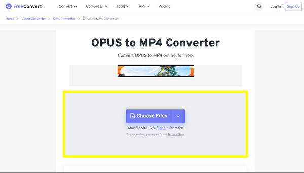 Carregar arquivo Opus do Freeconvert