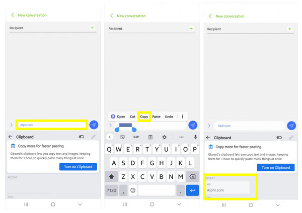 Zobrazení schránky v systému Android na Gboardu