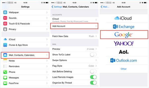 Spostamento dei dati di Gmail su iPhone