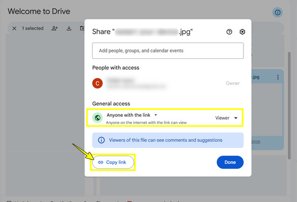 Google 雲端硬盤複製鏈接