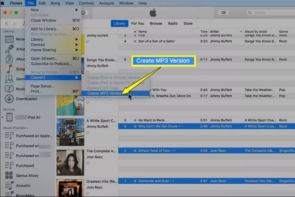 आईट्यून्स MP3 संस्करण बनाएँ