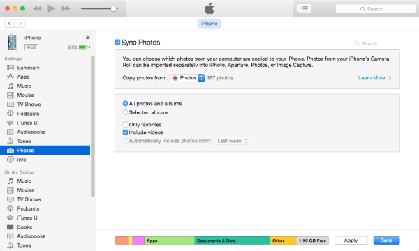 iTunes Sposta dati su iPhone