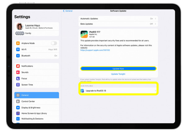 تحديث iPadOS